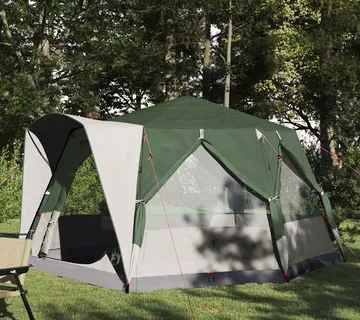 vidaXL Šator za 5 osoba s krovom Zelena i bijela 333 x 317 x 194 cm - Venlo