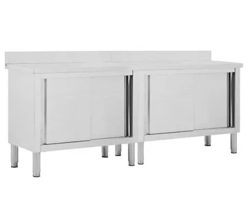 vidaXL Radni stolovi s kliznim vratima 2 kom 200x50x(95-97)cm cm čelik - Venlo