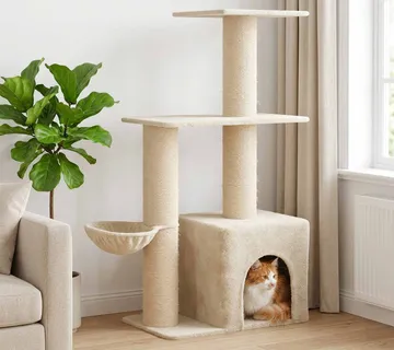vidaXL Mačje drvo s sisalnim postoljima za grebanje Krem 133 cm - Venlo