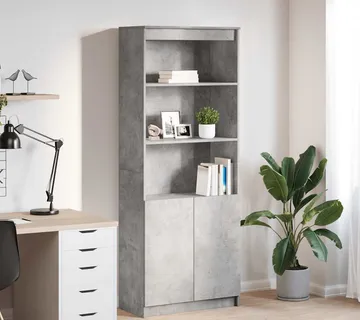 vidaXL Visoka komoda siva betona 70x35x180 cm od konstruiranog drva - Venlo