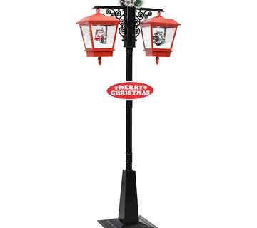 vidaXL Ulična svjetiljka s Djedom Mrazom crno-crvena 81x40x188 cm PVC - Venlo