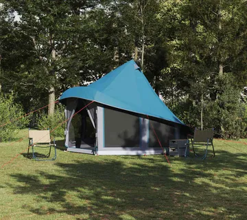 vidaXL Tipi šator s krovom s pohranom Plava 404 x 370 x 270 cm taft - Venlo