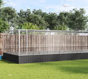 vidaXL Kavez za ptice s produžetkom srebrni 932x307x212 cm čelični - Venlo