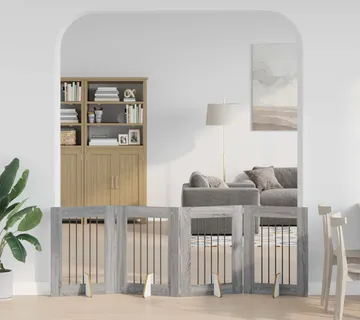 vidaXL Preklopna vrata za pse s postoljem 4 kom. Siva Sonoma 241 cm - Venlo