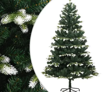 vidaXL Umjetno božićno drvce sa šarkama i snijegom 210 cm - Venlo