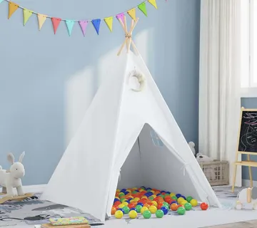 vidaXL Teepee šator Bijelo 120 x 120 x 150 cm Tkanina i plastika - Venlo