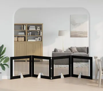 vidaXL Preklopna vrata za pse s postoljem 4 kom. Crni hrast 401 cm - Venlo