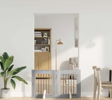 vidaXL Preklopna vrata za pse s postoljem 2 kom. Siva Sonoma 120,5 cm - Venlo