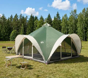vidaXL Tipi šator s krovom Zelena Za 18 osoba Poliester i čelik - Venlo
