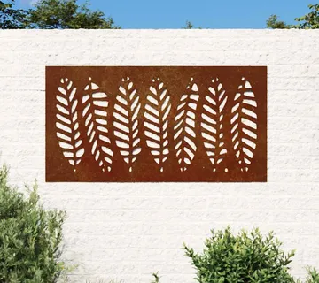 vidaXL Vrtni zidni ukras 105 x 55 cm od čelika COR-TEN s uzorkom lišća - Venlo
