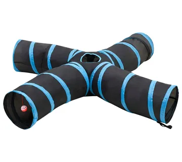 vidaXL Mačji tunel 4-smjerni crno-plavi 25 cm poliester - Venlo