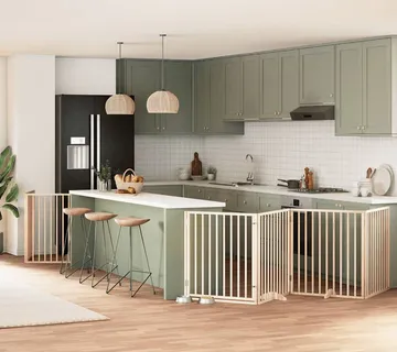 vidaXL Vrata za pse s vratašcima 6 panela sklopiva 480 cm drvo topole - Venlo