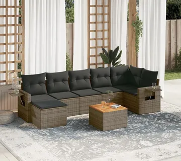 vidaXL 8-dijelni set vrtnih sofa od poliratana s jastucima sivi - Venlo