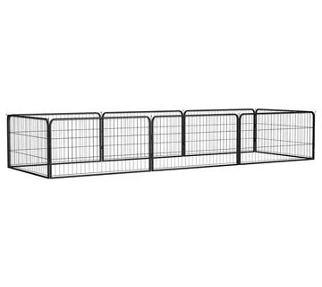 vidaXL Ograda za pse s 8 panela crna 100 x 50 cm čelik obložen prahom - Venlo