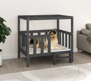 vidaXL Krevet za pse sivi 105,5 x 83,5 x 100 cm od masivne borovine - Venlo