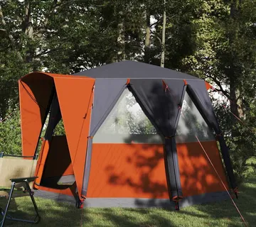 vidaXL Šator za 3 osobe s krovom Siva i narančasta 320 x 320 x 203 cm - Venlo