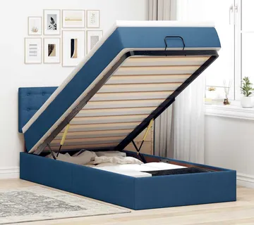 vidaXL Otomanski okvir kreveta s madraca plavi 90x190cm od tkanine - Venlo