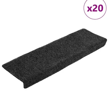 vidaXL Prostirke za stepenice samoljepljive 20 kom 65x21x4 cm crne pravokutne rubove - Venlo