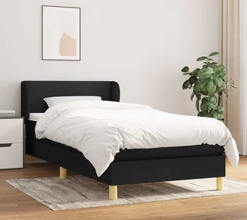 vidaXL Krevet s oprugama i madracem crni 100 x 200 cm od tkanine - Venlo