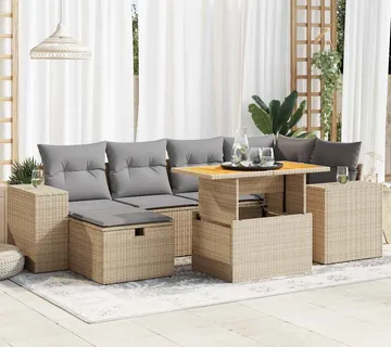 vidaXL 8-dijelni set vrtnih sofa od poliratana s jastucima bež bagrem - Venlo