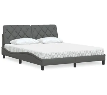 vidaXL Krevet s madrac svjetlosivi 160x200cm tkanina - Venlo