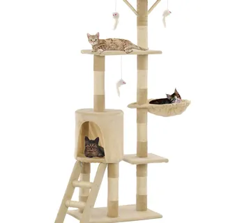 vidaXL Penjalica za mačke sa stupovima za grebanje od sisala 138 cm bež - Venlo
