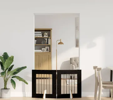vidaXL Preklopna vrata za pse s postoljem 2 kom. Crni hrast 120,5 cm - Venlo