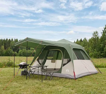 vidaXL Obiteljski šator Zelena 305 x 275 x 190 cm Poliester i čelik - Venlo