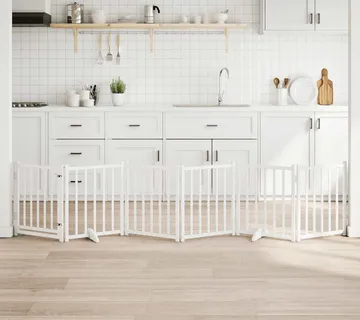 vidaXL Vrata za pse s vratima sklopiva 6 panela bijela 300 cm - Venlo