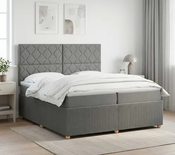 vidaXL Boxspring krevet s madracem Tamnosiva 200 x 200 cm Tkanina - Venlo