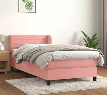 vidaXL Box spring krevet s madracem ružičasti 90x190 cm baršunasti - Venlo