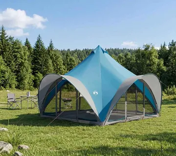 vidaXL Tipi šator s krovom Plava 6 osoba Poliester i čelik - Venlo