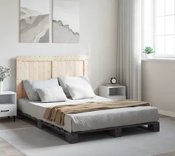 vidaXL Okvir za krevet s uzglavljem sivi 140x200cm od masivne borovine - Venlo