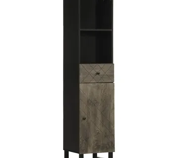 vidaXL Kupaonski ormarić crni 38 x 33 x 160 cm od masivnog drva manga - Venlo