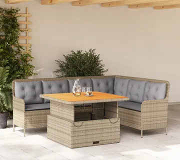 vidaXL 2-dijelni set vrtnih sofa od poliratana s jastucima bež - Venlo