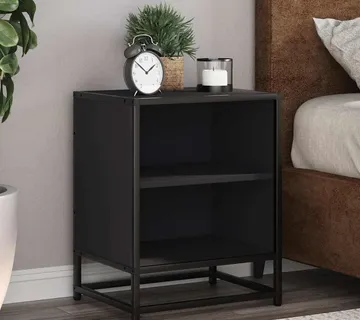 vidaXL Noćni ormarić crni 40x31x50 cm Konstruirano drvo i metal - Venlo