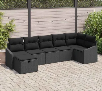 vidaXL Set sofe 7 kom. Crna poliratan - Venlo