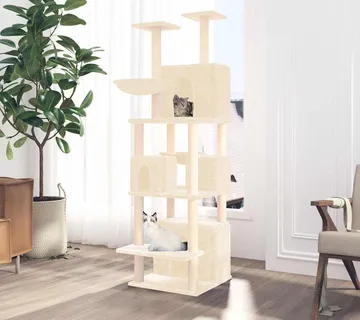 vidaXL Penjalica za mačke sa stupovima za grebanje krem 180 cm - Venlo