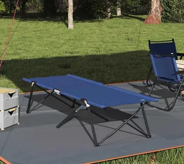 vidaXL Sklopivi kamperski krevet Plava 206 x 76 x 74 cm Oxford i čelik - Venlo