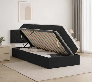 vidaXL Krevet s od storage s uzglavljem Crna 100 x 200 cm Baršun - Venlo