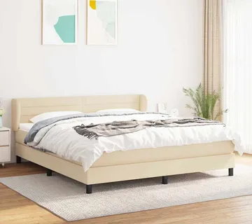 vidaXL Krevet s oprugama i madracem krem 180x200 cm od tkanine - Venlo