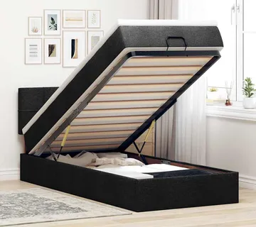 vidaXL Otomanski okvir kreveta s madraca crni 90x190cm od tkanine - Venlo