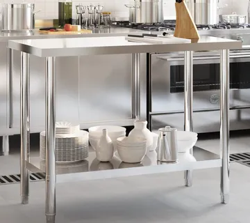 vidaXL Kuhinjski radni stol 110 x 55 x 85 cm od nehrđajućeg čelika - Venlo