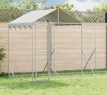 vidaXL Vanjski kavez za pse s krovom srebrni 14x2x2,5m pocinčani čelik - Venlo