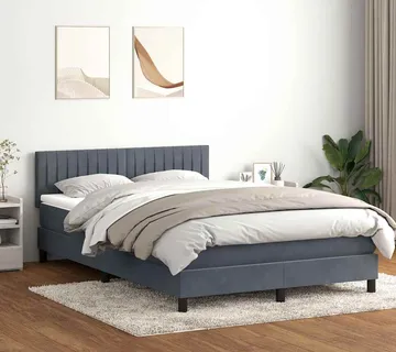 vidaXL Krevet s oprugama i madracem LED tamnosivi 160x210 cm baršunasti - Venlo