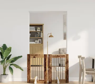 vidaXL Preklopna vrata za pse s postoljem 2 kom. Staro drvo 120,5 cm - Venlo