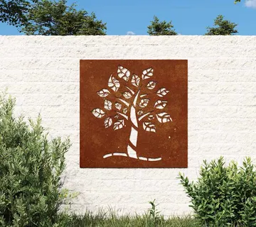 vidaXL Vrtni zidni ukras 55 x 55 cm čelik COR-TEN s uzorkom stabla - Venlo
