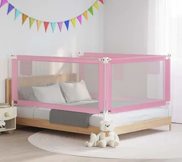vidaXL Sigurnosna ograda za dječji krevet ružičasta 190x25 cm tkanina - Venlo