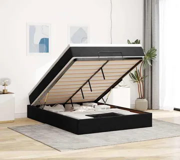 vidaXL Otomanski krevet s madracem crni 140x190cm baršunasti - Venlo