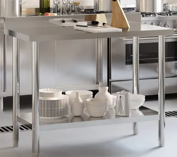 vidaXL Kuhinjski radni stol 110 x 55 x 93 cm od nehrđajućeg čelika - Venlo